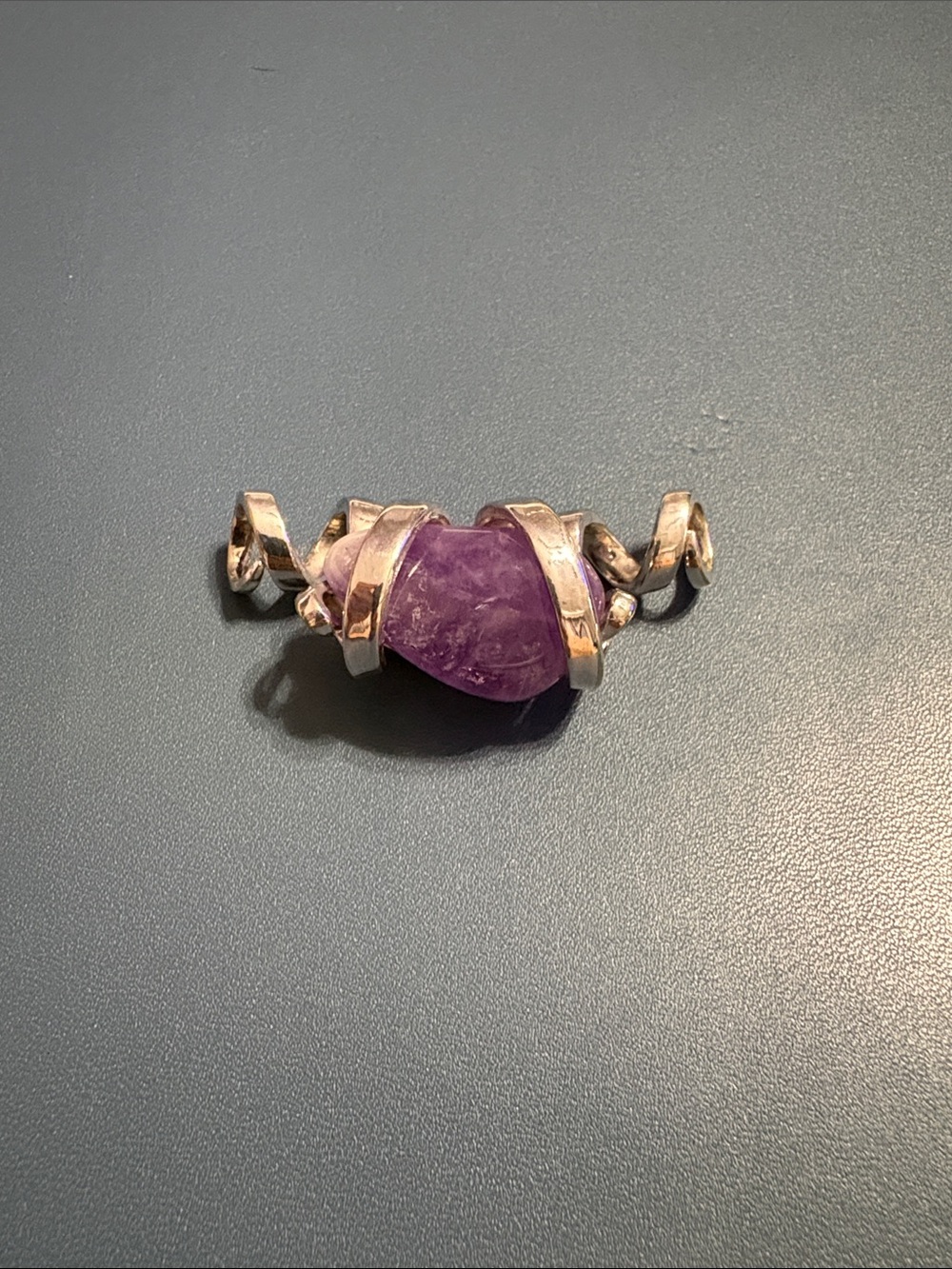 Amethyst Stone Spiral Pendant - Purple / Silver